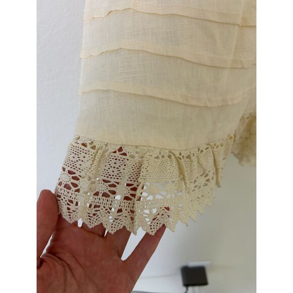VRG GRL 100% Linen Skirt Women's 4 Midi embroidered boho spring fairy NEW - Picture 7 of 11